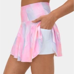 HALARA Pastel Pink and White Skater Skirt